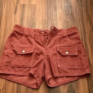 Women's Corduroy Cargo Shorts in Rust